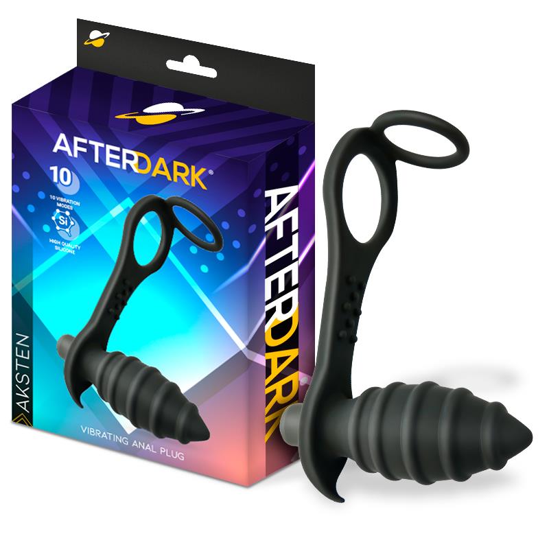 Aksten – Plug Anal Vibrant avec Anneau Pénien AfterDark