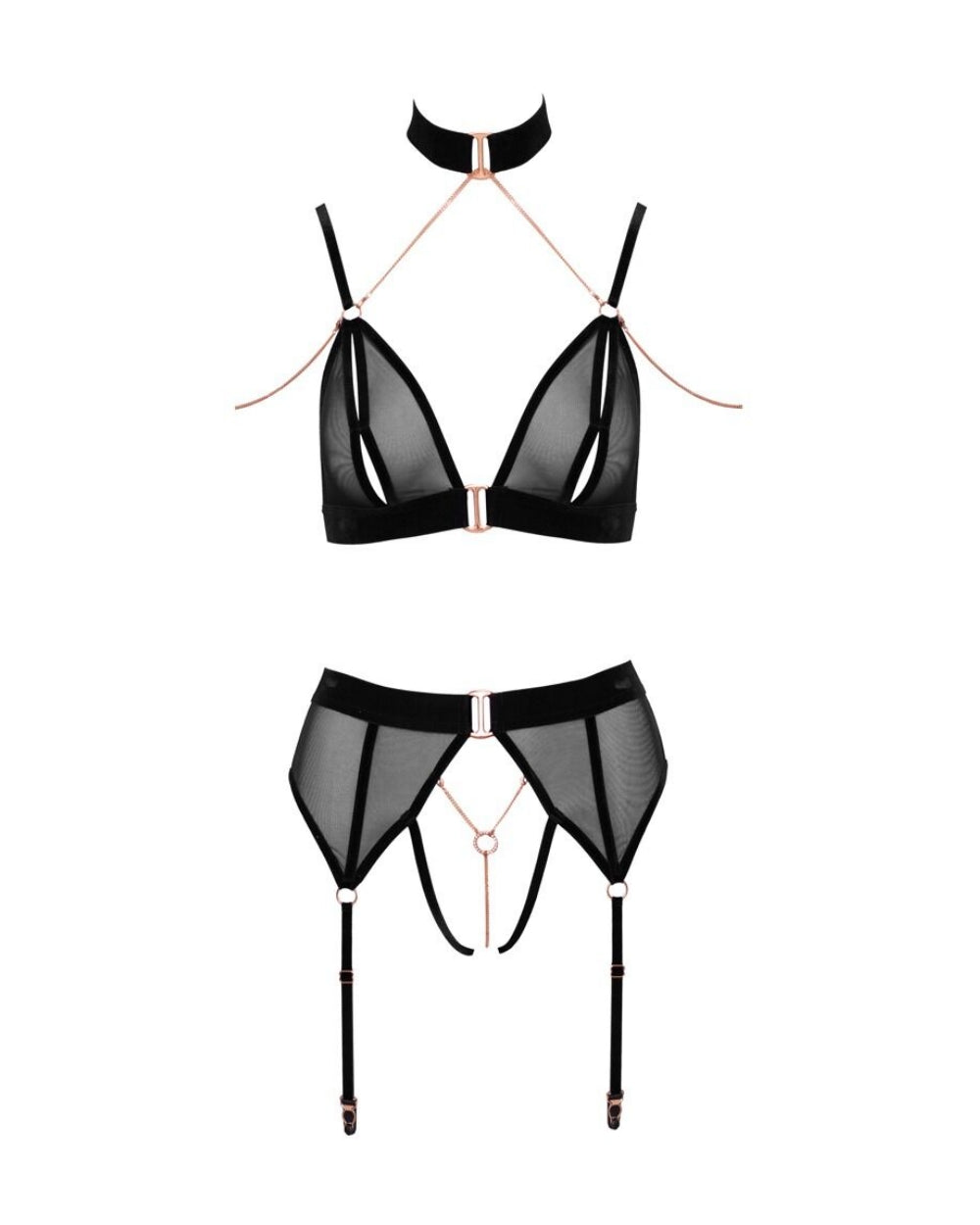 Ensemble soutien-gorge, string et collie Abierta Fina - Love Store Paris