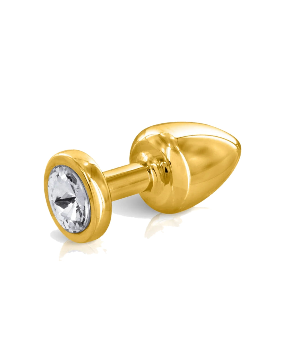 White plug with gold-anodized aluminum