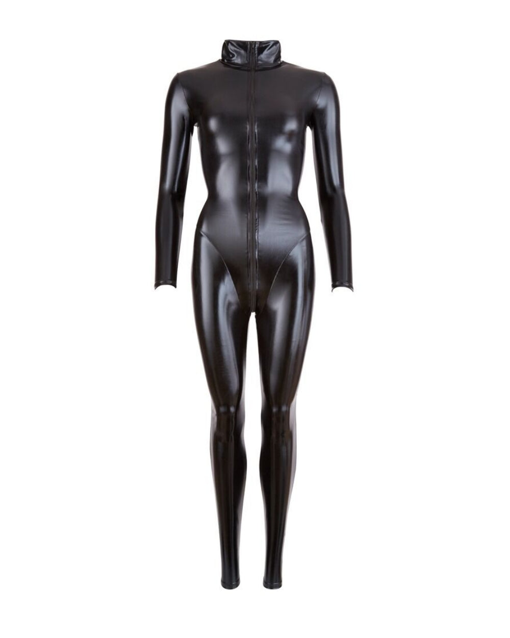 Combinaison wetlook noir manches longues Cottelli - Love Store Paris
