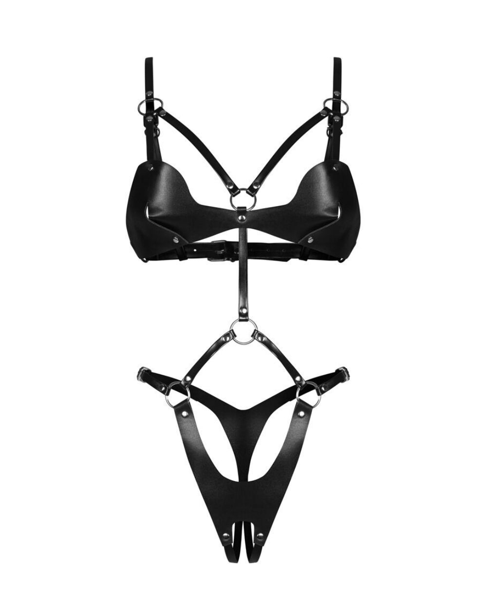 Dame Controle body harnais simili cuir Obsessive