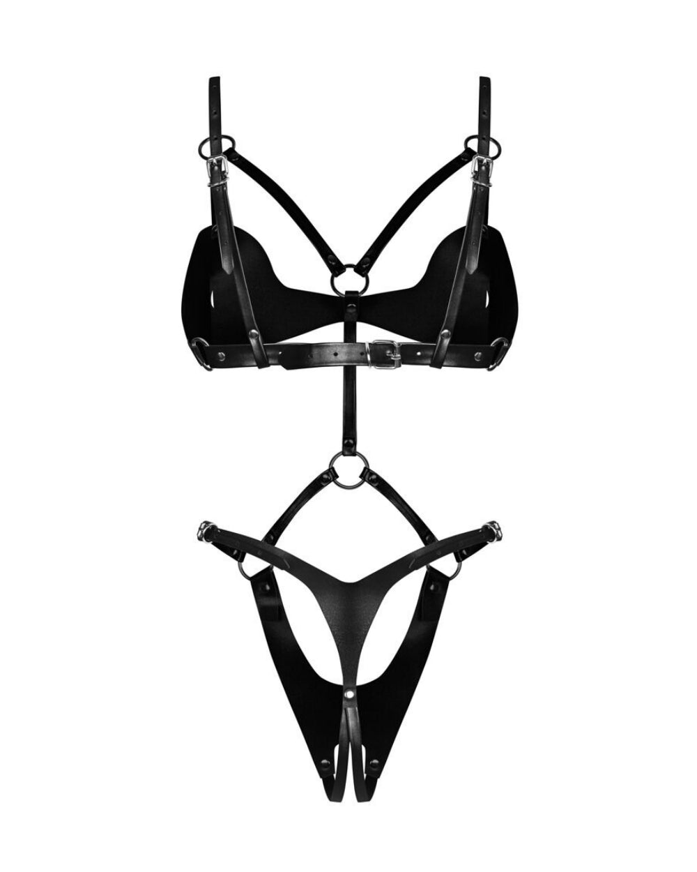 Dame Controle body harnais simili cuir Obsessive