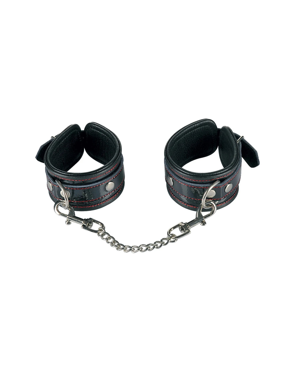 Menottes en cuir laqué noir Fetish Tentation - Love Store Paris