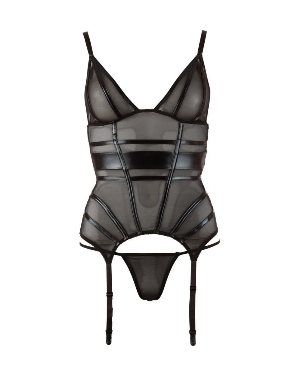 Traci basque et string résille noire Cottelli