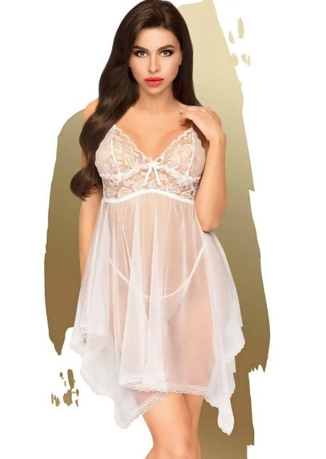 Naughty Doll Negligee and G-String Set (White)
