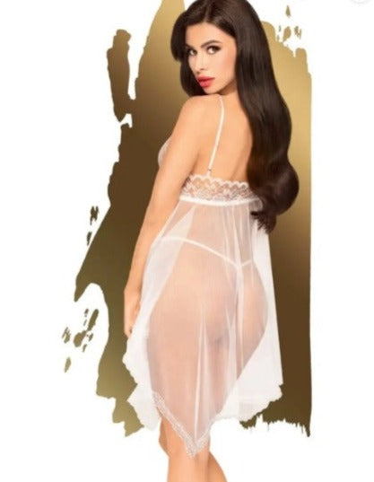 Naughty Doll Negligee and G-String Set (White)