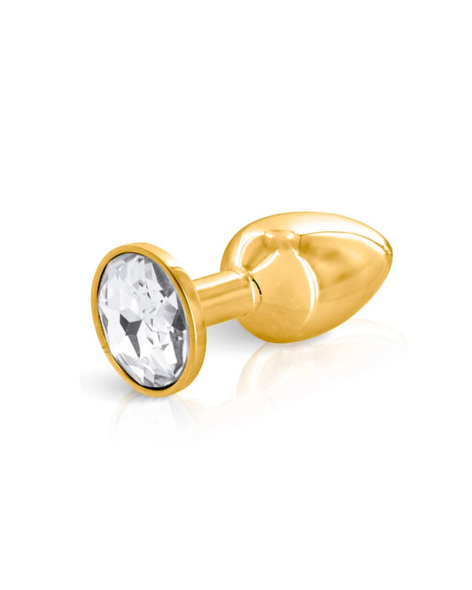 Bijou anal blanc et aluminium doré