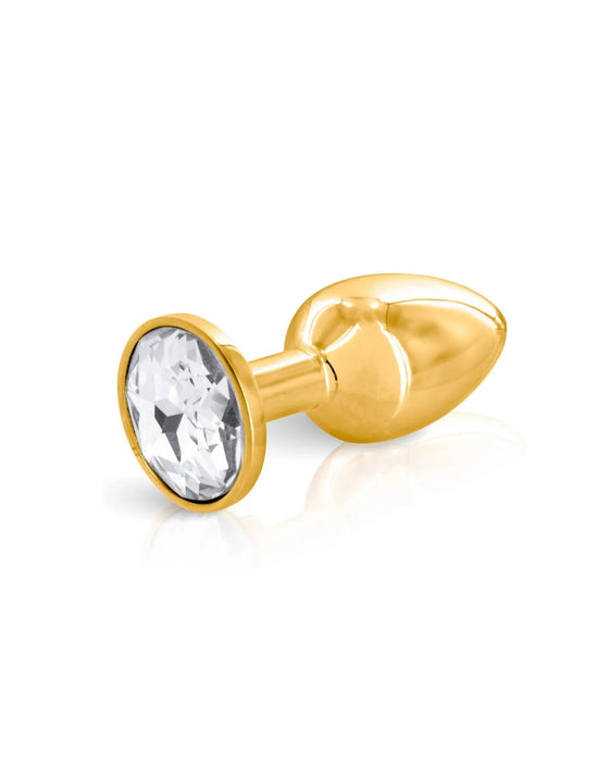 White plug with gold-anodized aluminum