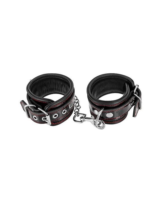 Menottes en cuir laqué noir Fetish Tentation - Love Store Paris