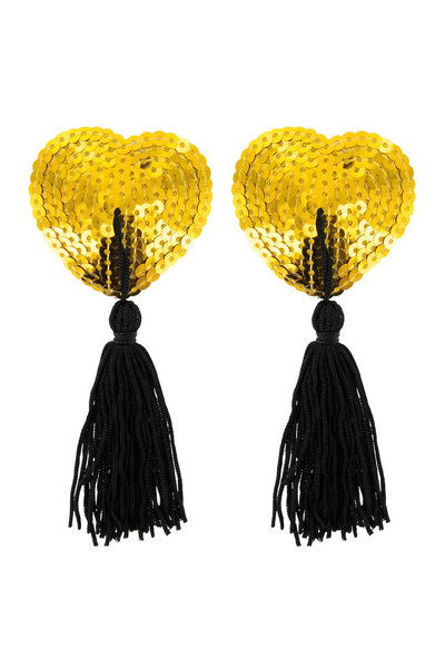 CACHE TETONS COEURS EN PAILLETTES OR/NOIR - LOVE STORE PARIS 
