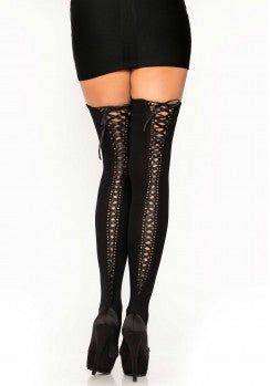 Leg avenue -Opaque Thigh Highs Corset Back - LOVE STORE PARIS 